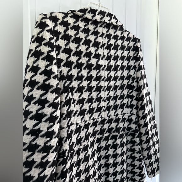 Houndstooth long wool blend jacket Sz M - Picture 5 of 11